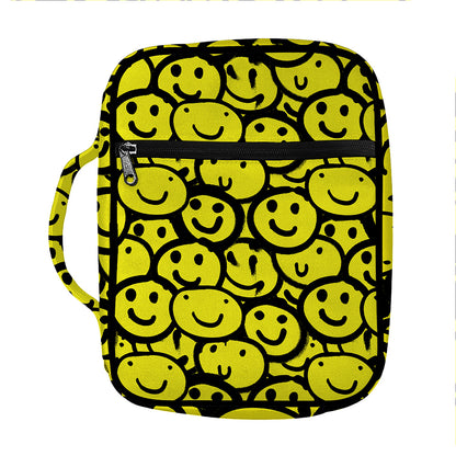 Graffiti Happy Emoji Pattern Print Front Pocket Bible Bag