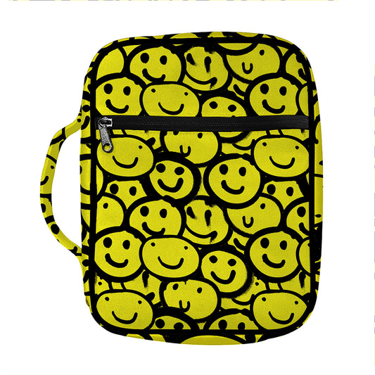 Graffiti Happy Emoji Pattern Print Front Pocket Bible Bag