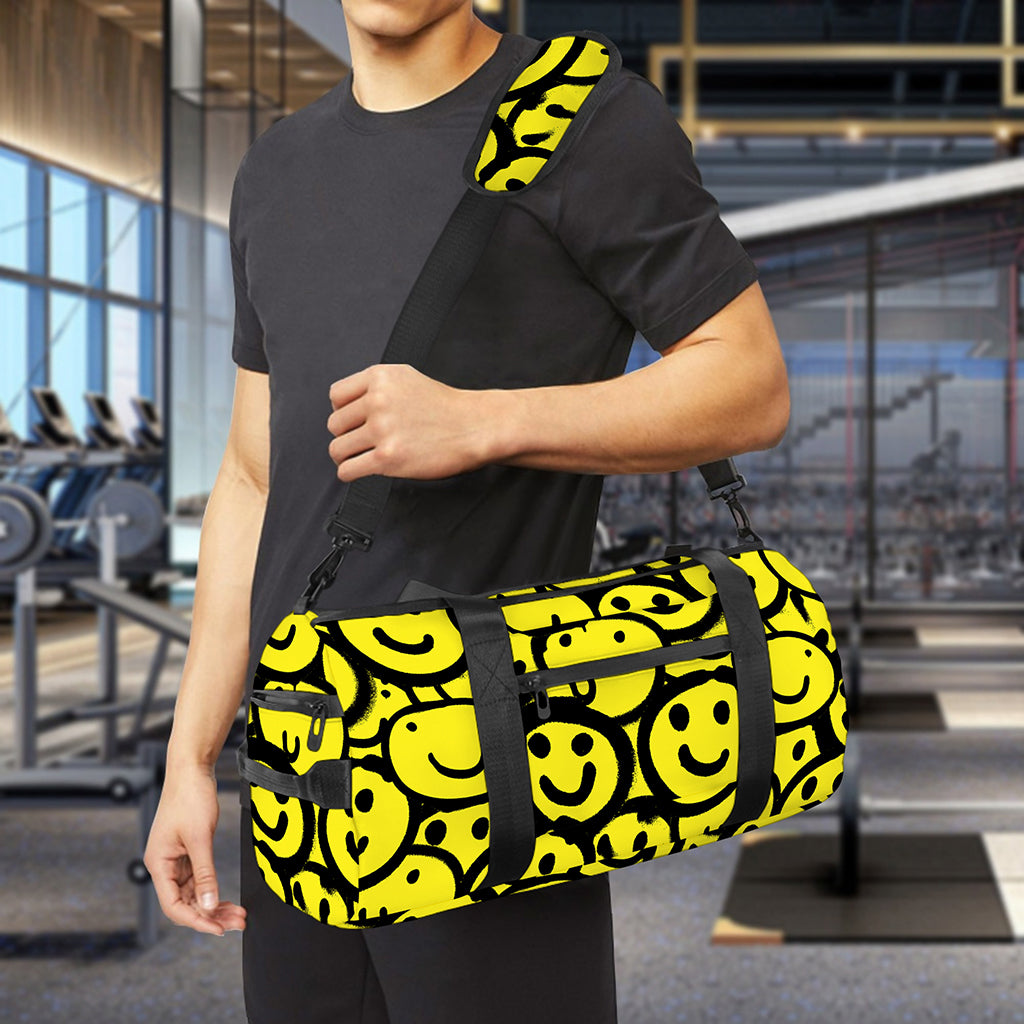 Graffiti Happy Emoji Pattern Print Gym Bag