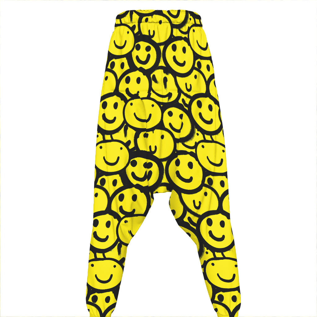 Graffiti Happy Emoji Pattern Print Hammer Pants