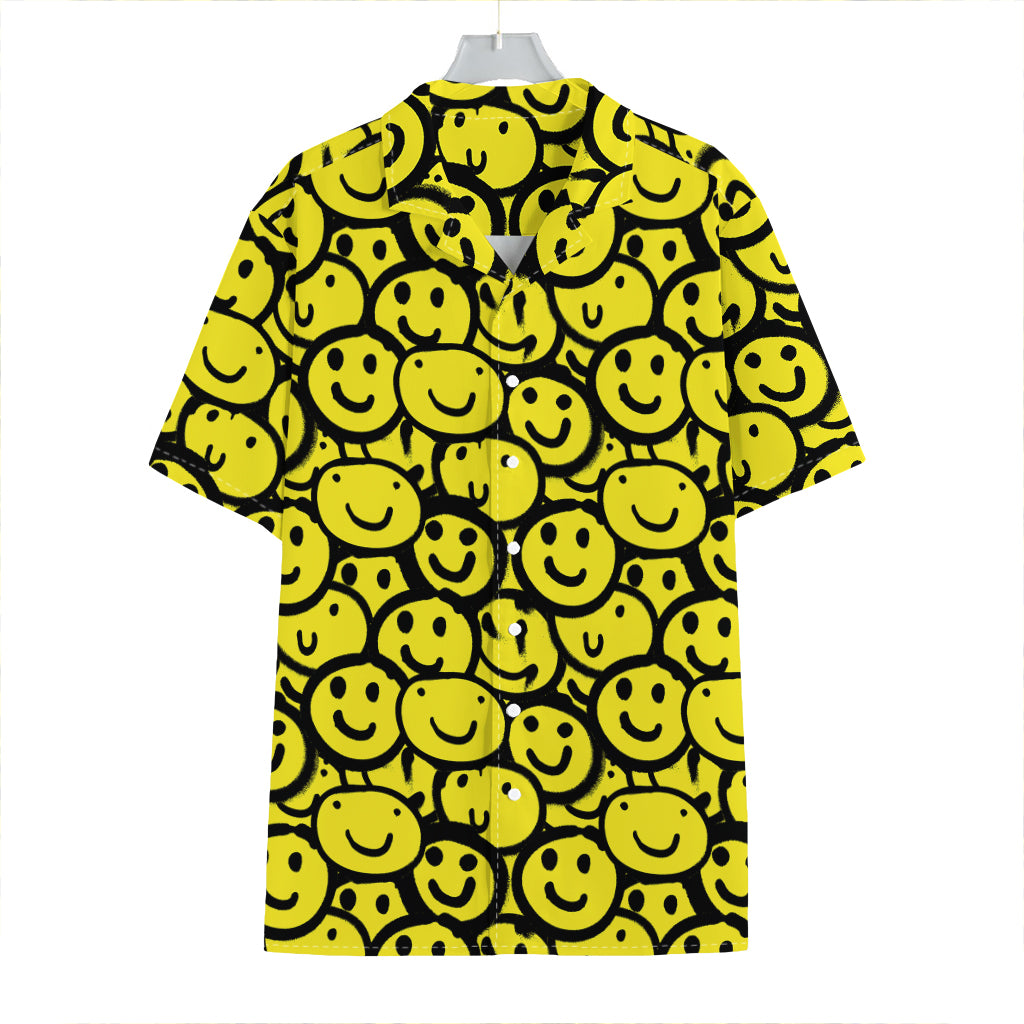 Graffiti Happy Emoji Pattern Print Hawaiian Shirt