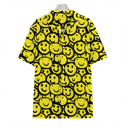 Graffiti Happy Emoji Pattern Print Hawaiian Shirt