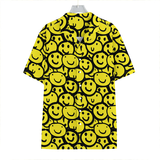 Graffiti Happy Emoji Pattern Print Hawaiian Shirt