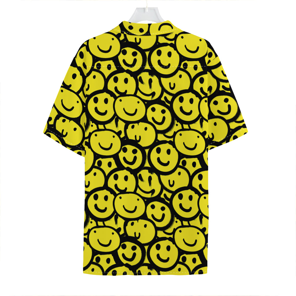 Graffiti Happy Emoji Pattern Print Hawaiian Shirt