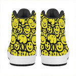 Graffiti Happy Emoji Pattern Print High Top Leather Sneakers