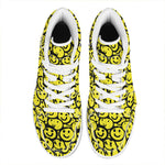 Graffiti Happy Emoji Pattern Print High Top Leather Sneakers