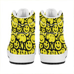 Graffiti Happy Emoji Pattern Print High Top Leather Sneakers