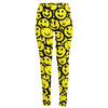 Graffiti Happy Emoji Pattern Print High-Waisted Pocket Leggings