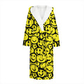 Graffiti Happy Emoji Pattern Print Hooded Bathrobe