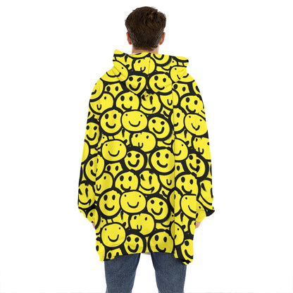 Graffiti Happy Emoji Pattern Print Hoodie Blanket