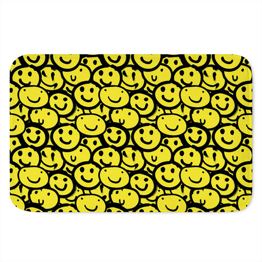 Graffiti Happy Emoji Pattern Print Indoor Door Mat