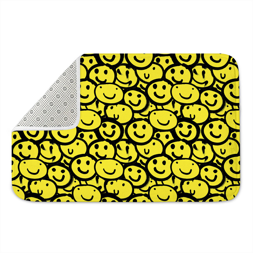 Graffiti Happy Emoji Pattern Print Indoor Door Mat