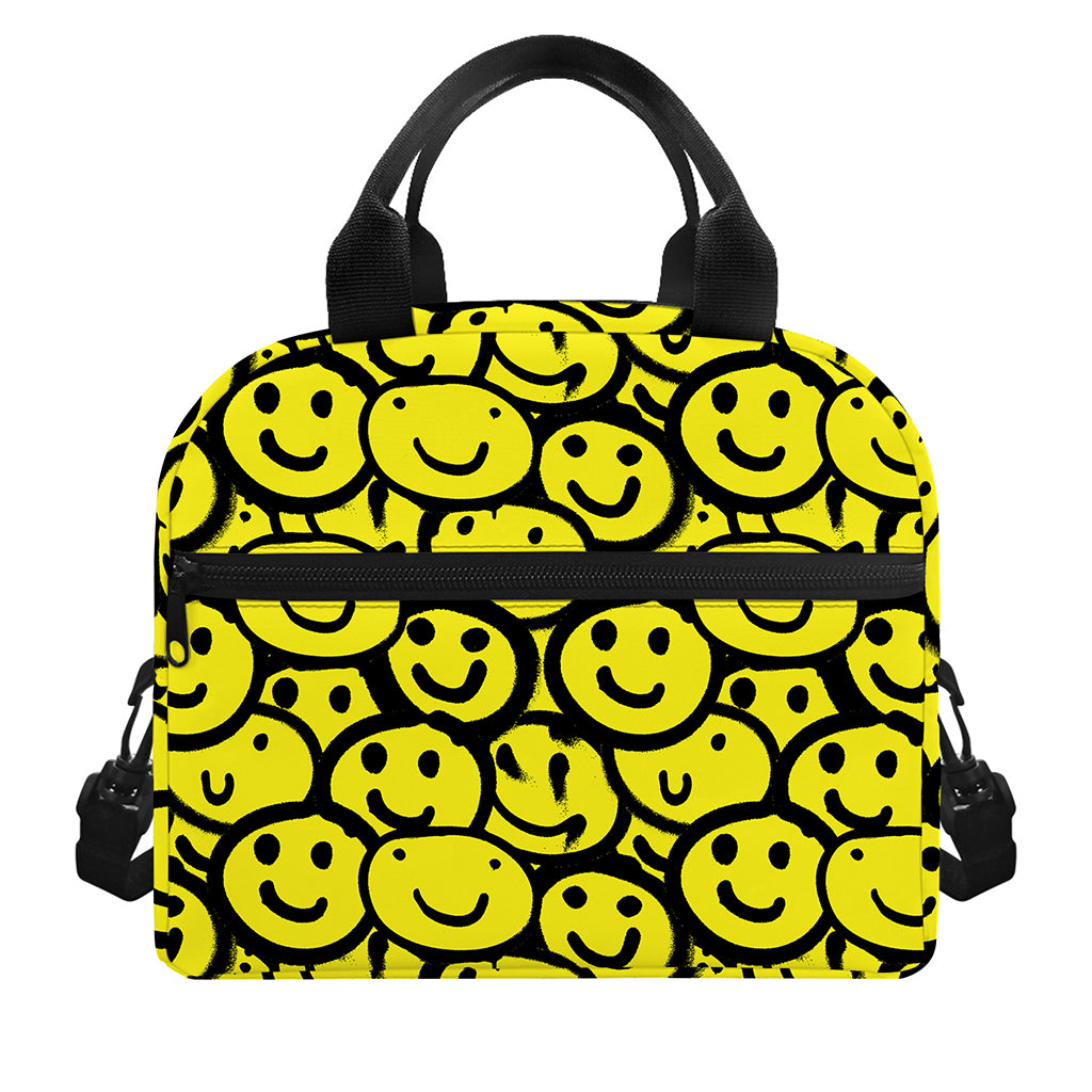 Graffiti Happy Emoji Pattern Print Insulated Lunch Bag