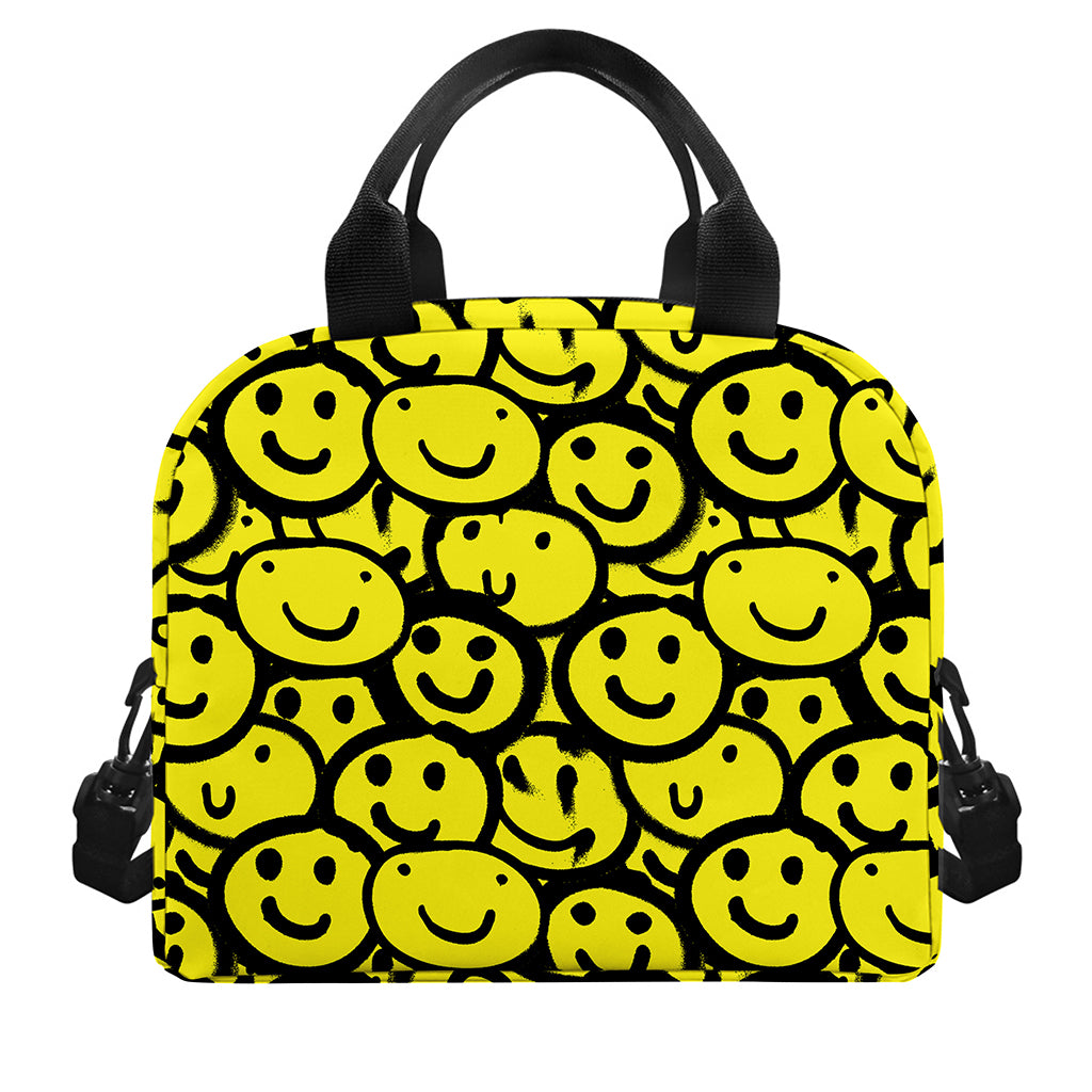 Graffiti Happy Emoji Pattern Print Insulated Lunch Bag