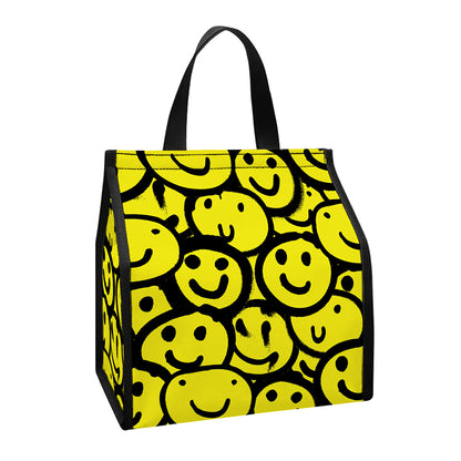 Graffiti Happy Emoji Pattern Print Insulated Lunch Tote