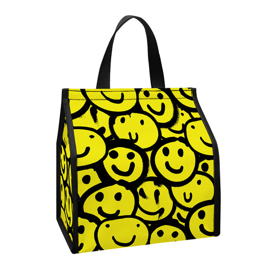Graffiti Happy Emoji Pattern Print Insulated Lunch Tote