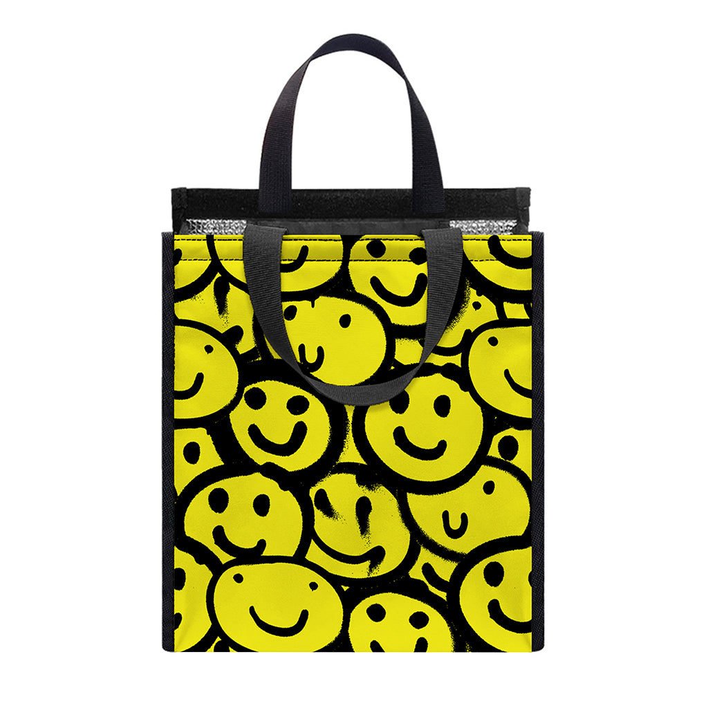Graffiti Happy Emoji Pattern Print Insulated Lunch Tote