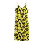 Graffiti Happy Emoji Pattern Print Jersey Midi Cami Dress