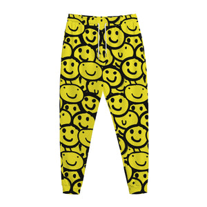 Graffiti Happy Emoji Pattern Print Jogger Pants