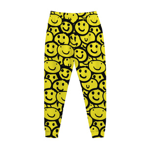 Graffiti Happy Emoji Pattern Print Jogger Pants