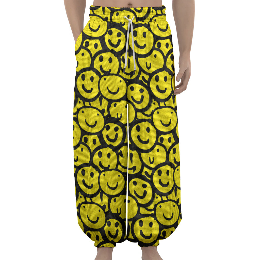 Graffiti Happy Emoji Pattern Print Lantern Pants