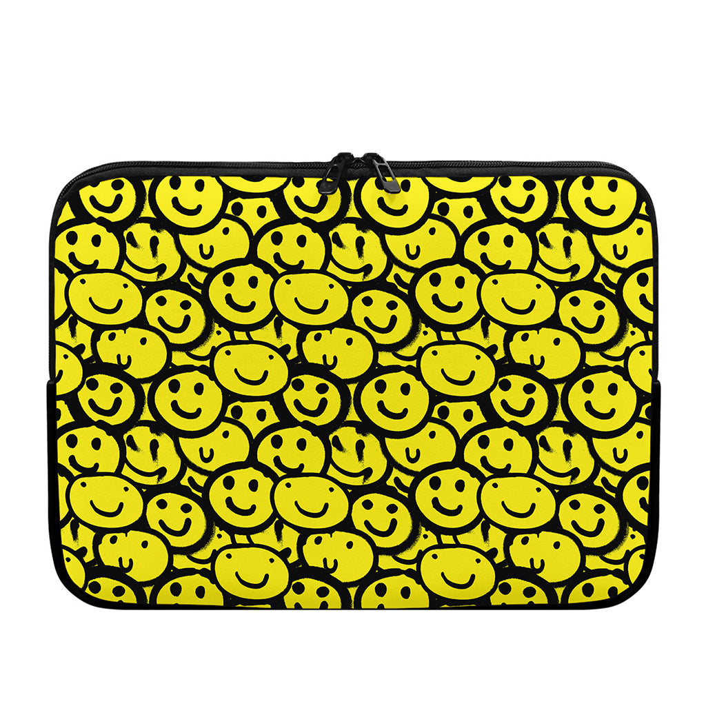Graffiti Happy Emoji Pattern Print Laptop Sleeve