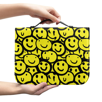 Graffiti Happy Emoji Pattern Print Leather Bible Cover