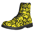 Graffiti Happy Emoji Pattern Print Lace-Up Boots