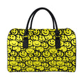 Graffiti Happy Emoji Pattern Print Leather Duffel Bag