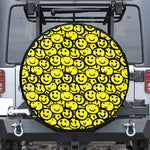 Graffiti Happy Emoji Pattern Print Leather Spare Tire Cover