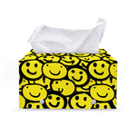 Graffiti Happy Emoji Pattern Print Leather Tissue Box Cover