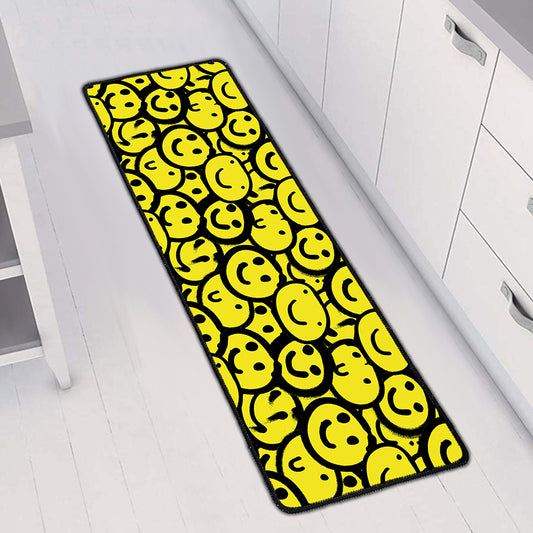 Graffiti Happy Emoji Pattern Print Long Kitchen Mat