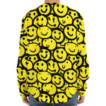 Graffiti Happy Emoji Pattern Print Long Sleeve Baseball Jersey