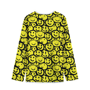 Graffiti Happy Emoji Pattern Print Long Sleeve Short Coat