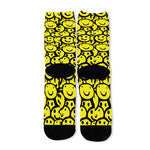Graffiti Happy Emoji Pattern Print Long Socks