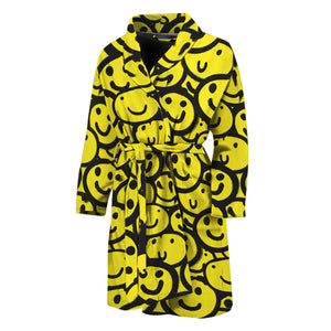 Graffiti Happy Emoji Pattern Print Men's Bathrobe