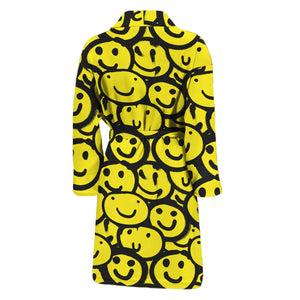 Graffiti Happy Emoji Pattern Print Men's Bathrobe