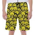 Graffiti Happy Emoji Pattern Print Men's Beach Shorts