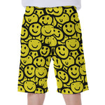Graffiti Happy Emoji Pattern Print Men's Beach Shorts