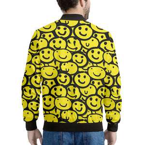 Graffiti Happy Emoji Pattern Print Men's Bomber Jacket