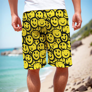 Graffiti Happy Emoji Pattern Print Men's Cargo Shorts