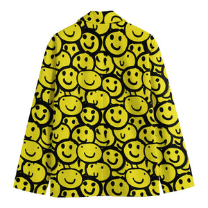 Graffiti Happy Emoji Pattern Print Men's Cotton Blazer