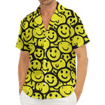 Graffiti Happy Emoji Pattern Print Men's Deep V-Neck Shirt