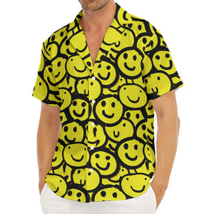 Graffiti Happy Emoji Pattern Print Men's Deep V-Neck Shirt