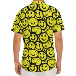 Graffiti Happy Emoji Pattern Print Men's Deep V-Neck Shirt