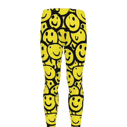 Graffiti Happy Emoji Pattern Print Men's leggings