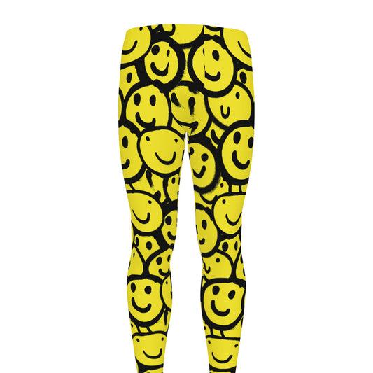 Graffiti Happy Emoji Pattern Print Men's leggings