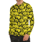 Graffiti Happy Emoji Pattern Print Men's Long Sleeve Rash Guard