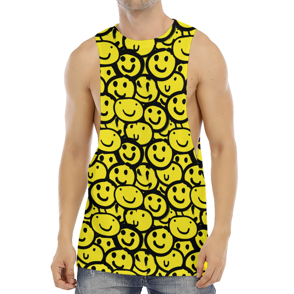 Graffiti Happy Emoji Pattern Print Men's Muscle Tank Top