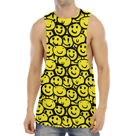 Graffiti Happy Emoji Pattern Print Men's Muscle Tank Top